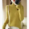 Atacado transfronteiriço de novos suéteres de malha femininos de outono e inverno com gola alta meia, blusas tipo pulôver plus size, item popular de exportação