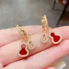Brincos de Abóbora Vermelhos Festivos com Microincrustação de Zircônia, Exquisitos e de Alto Padrão, Luxo Leve, Brincos Modernos para o Dia a Dia, Novos Acessórios de Orelha Estilo Chinês