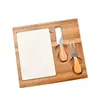 Set de Tabla para Pastel y Tabla de Queso de Madera con Cuchillo, Tabla de Cortar Pequeña, Plato Multifuncional para Desayuno en Casa