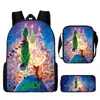Monstro de Cabelo Verde Grinch Mochila Escolar Grinch Transfronteiriça Nova Mochila Escolar Mochila Cartoon Conjunto de Três Peças Bolsa Lateral Estojo