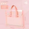 Bolsa de documentos portátil transparente de PVC, impermeable de doble capa y engrosada, bolsa de almacenamiento de gran capacidad para estudiantes de secundaria y preparatoria