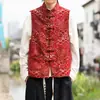 Primavera y Otoño Nuevo Estilo Chino para Hombre Retro Botones Traje Tang Hanfu Talla Grande Holgado Moderno Casual Chaleco