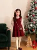Vestido Vermelho de Ano Novo para Meninas 2026 Novo Estilo de Inverno para Meninas Mais Velhas, Vestido Suéter de Ano Novo Roupa Infantil