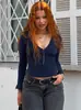 Ropa de Mujer Amazon 2025 Otoño Nueva Moda Sexy Crop Top de Pico Profundo Ajustado Versátil Tejido al por Mayor