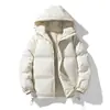 Casaco de algodão grosso de inverno para homens, jaqueta de algodão de corte solto, casaco moderno com gola alta, jaqueta puffer para casais, blusa versátil de cor sólida, casaco de algodão