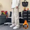 Calça masculina da moda com estampas all-over, estilo high-street, legal e estilosa, calça longa casual, calça wide leg solta, marca da moda, exportação masculina