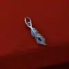 Colgante de pluma de pavo real de plata pura S925 charm de alas de ángel accesorio hecho a mano DIY para pulseras y collares