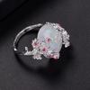 Anel de flor de diamante de vime de luxo novo transfronteiriço personalidade tendência oval exagerado joias anel feminino mais vendido