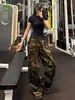 Calça Cargo Camuflada Retro de Paraquedista da High Street Americana Outono Moda de Rua Marca Solta Versátil Casual Reta de Perna Larga