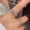 Conjunto de anéis da moda ins feminino retrô nicho personalidade anel de pérola anel estilo frio high-end joia de mão atacado