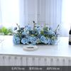 Sala de jantar Mesa longa Flores Mesa de conferência de negócios Decoração de mesa Flores de mesa Banquete Layout de mesa Simulação Ornamentos de flores