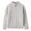 Suéter de lana para niños y niñas, suéter de punto trenzado con cuello alto y media cremallera, top pullover engrosado para otoño e invierno con puntos de colores para niños mayores