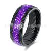 Anillo Europeo y Americano Transfronterizo Eléctrico Negro de 8 mm de Acero Inoxidable Corroído Patrón de Martillo de Acero de Caballo Incrustado con Grava de Galaxia Anillo de Boda para Hombre