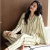 Pijama feminina de atacado transfronteiriço nova, cardigã primavera e outono, manga comprida, meninas fofas ins, roupa de casa, geração de cabelo