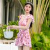 Traje de Baño Conservador Nuevo Adelgazante Dividido Manga Corta Moda Niña Estilo Vacaciones de Playa Traje de Baño Hecho Listo Venta al Mayoreo