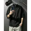 Camiseta de verano para hombre, estilo "old money" transfronterizo, cuello en V, manga corta, delgada, transpirable, hombro normal, tacto de alta gama, holgada y versátil, manga corta