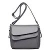 Estilo Comercio Exterior Bolso Mamá de Piel de Oveja Lavada 2026 Moda Simple Bolso Cuadrado Pequeño Cruzado al Hombro Color Sólido Doble Solapa Bolso de Moda para Mujer