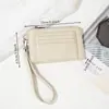 Titular de tarjeta de crédito portátil de cuero PU de múltiples ranuras transfronterizo, funda para tarjetas, multicolor, LOGO personalizable, correa de muñeca, monedero, tarjetero