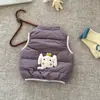 Chaleco cálido de plumón de pato blanco al 90% para bebé niña para otoño e invierno, chaleco de plumón de dibujos animados para niñas pequeñas, ligero y adecuado para usar como prenda exterior