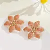 Brincos de Flor com Gotejamento de Óleo Moda Transfronteiriça Europeia e Americana para Mulheres, Elegantes, de Alta Qualidade, Simples, Brincos e Brincos S925 Atacado