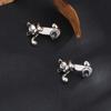 Pendientes de Gato Vintage para Hombre Tendencia Distintivo Estilo Hip-Hop Pendientes de Gato Tridimensionales de Moda Combinan con Todo Alto Nivel Imitación de Pendientes de Plata Tailandesa
