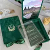 Caja de Regalo de Terciopelo Verde Oscuro Más Vendida Transfronteriza, Tarjeta de Invitación de Acrílico Estampada en Oro, Tarjeta de Invitación de Boda, Invitación de Boda, Tarjeta de Invitación de Boda