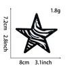Série Estampa de Zebra Coração Raio Pentagrama Borda Preta Brilho Bordado Plano DIY Termocolante Pequeno Patch de Tecido