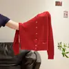 Cardigan Suéter Azul Gola Redonda Feminino 2026 Novo Estilo Jaqueta de Tricô Trançado Outono Estilo Coreano Top Peça de Exterior Pequena