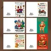 Juego de tarjetas de felicitación navideñas de Amazon, fútbol, Santa Claus de dibujos animados estilo australiano, tarjeta plegable con bendición festiva