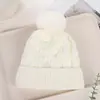Bestseller transfronterizo de invierno: gorro tejido grueso con forro de polar y pompón, gorro clásico de punto trenzado versátil, gorro de lana de color liso a la moda