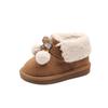 Botas de Neve Infantis de Couro Genuíno 2025 Inverno Novo Botas Princesa com Bola de Pelo Botas Infantis de Algodão Botas Quentes com Forro de Lã