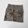 Pantalones Cortos Deportivos de Yoga Sin Costuras de Triple Capa con Cintura Alta Elástica, Transpirables, de Secado Rápido, para Correr, para Mujer, Sin Líneas de Vergüenza, Glúteo de Melocotón