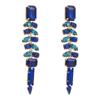 Moda Europeia e Americana ZA Corrente Exagerada de Garra Longa Brinco com Borla de Trigo para Mulheres Liga Leve de Luxo com Diamante Colorido Inlaid Brincos de Alta Qualidade
