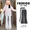 145cm Pantalones Deportivos de Microfibra con Cordón Nuevos Estilo Americano Primavera y Otoño Cintura Alta Adelgazantes Pantalones Deportivos de Microfibra Estilo Spice Girls 150
