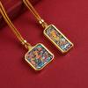 Nuevo Mini Pequeño Colgante Thangka Dios Amarillo de la Riqueza Benmingfo Madre Verde Zakilam Colgante Thangka Tibetano Acero de Titanio
