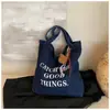 Nova Moda Coreana Bolsa de Couro com Letras Feminina Grande Capacidade Tendência Bolsa de Ombro Dupla Face Bolsa de Mão para o Trabalho Bolsa de Compras