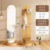 Guarda-Roupa Influenciador de Corpo Inteiro Móvel Estilo Francês para Quarto com Prateleira de Armazenamento, Espelho de Rouparia Giratório Multifuncional de Chão