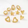 Moda Europeia e Americana Venda Quente Transfronteiriça Brincos Geométricos Vazados Brincos de Aço Titânio Banhados a Ouro High-End Brincos Joias Femininas em Formato de Coração