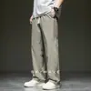 Pantalones Casuales Rectos de Seda de Hielo de Estilo Nuevo de Verano 2026 para Hombre, Simples y Versátiles, Corte Holgado, Talla Grande, Pantalones Deportivos Finos de Pierna Ancha