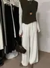 Pantalones de Punto Anchos para Mujer Otoño/Invierno 2026 con Cordón Cintura Alta, Pantalones Casuales Sueltos Cómodos y Versátiles para el Uso Diario