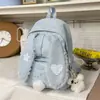 Mochila Muy Atractiva y Linda con Orejas de Conejo para Niñas, Estilo Coreano con Adorno de Encaje de Puntos, Mochila para Estudiante de Secundaria, Mochila Escolar