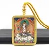 Pingente Thangka Dourado Pintado à Mão Oito Dragões Guardiões Thangka Colorido de Cinco Dimensões Dupla Face Preservador de Cor Colar Amuleto de Buda Portátil