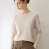 Suéter de Cachemira 100% Puro para Mujer / Sencillo y Elegante / Cuello Redondo / Borde Enrollado / Tejido sin Costuras / Suéter Holgado / Capa Base de Punto