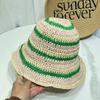 Sombrero de Paja de Color Rayado a Juego para Celebridades de Internet, Sombrero de Sol de Verano para Viajes de Mujeres, Sombrero de Pescador con Visera Versátil, Moderno