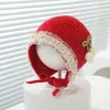 Gorro de Bebé Otoño e Invierno Niña Princesa Lindo Súper Lindo Lana Protección Orejas Gorro Niña Dulce Encaje Palacio Gorro