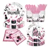 Nuevo juego de platos de papel desechables y cubiertos con temática de Halloween, transfronterizo, rosa, suministros para fiestas