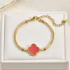 Nova pulseira de alta qualidade com design de trevo de quatro folhas de dupla face, popular em vendas transfronteiriças, joias de aço inoxidável para mulheres, fabricantes, atacado