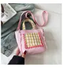 Bolso Cruzado de Tela Floral Multicolor con Lazo de Diseño de Nicho Coreano Bolso de Cubo Dulce y Elegante para Llevar en la Mano Moderno