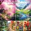 Pintura de Diamantes DIY Paisaje de Flores Hecho a Mano 5D Pegatina de Diamantes Completos Pintura Decoración para Sala de Estar Dormitorio Entrada Adornos de Pintura