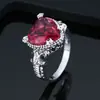 Europa e Estados Unidos coração criativo em forma de anel de diamante simulado transfronteiriço quente anel feminino feminino à vista multicolor atacado